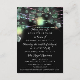 Invitación Cumpleaños Bridal Shower Light Jar Black Pink
