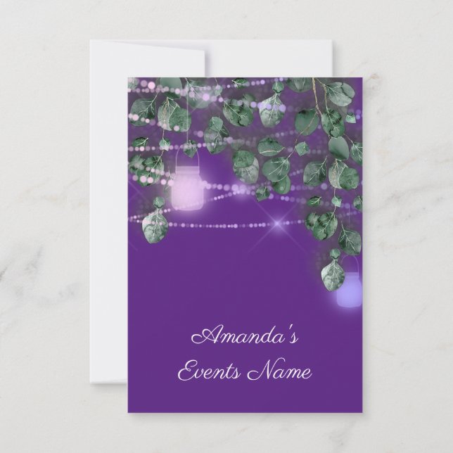 Invitación Cumpleaños Bridal Shower Light Jar Purple Blue (Reverso)