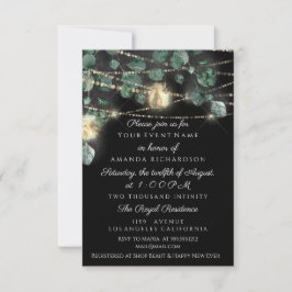 Invitación Cumpleaños Bridal Shower Light Jar Rustic Black