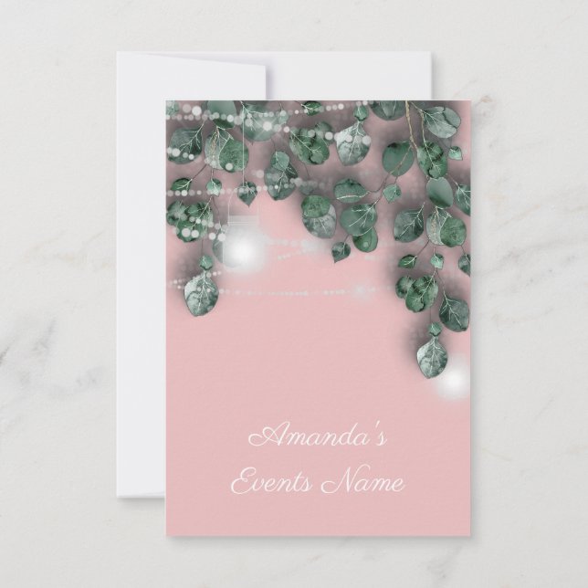 Invitación Cumpleaños Bridal Shower Light Jar Rustic Pink (Reverso)