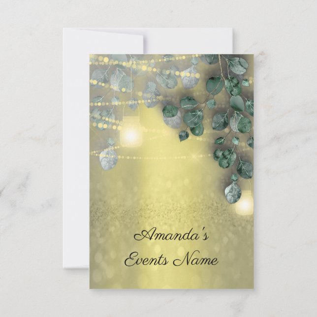 Invitación Cumpleaños Bridal Shower Light Jar Rústico Amarill (Reverso)