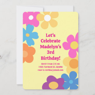 Invitación Cumpleaños Bright Flower Power