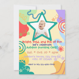 Invitación Cumpleaños brillante, audaz y divertido