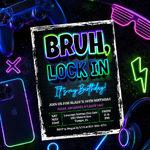 Invitación Cumpleaños Bruh Lock In