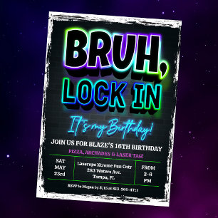 Invitación Cumpleaños Bruh Lock In