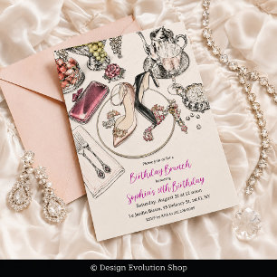 Invitación Cumpleaños Brunch con Tacones Altos de Diseñador E