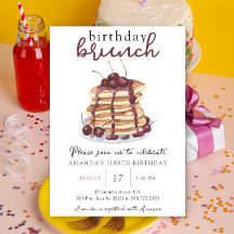 Cumpleaños Brunch Fiesta de Pancake Acuarela Prime