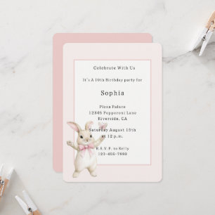 Invitación Cumpleaños Bunny Butterfly Blush Rosa