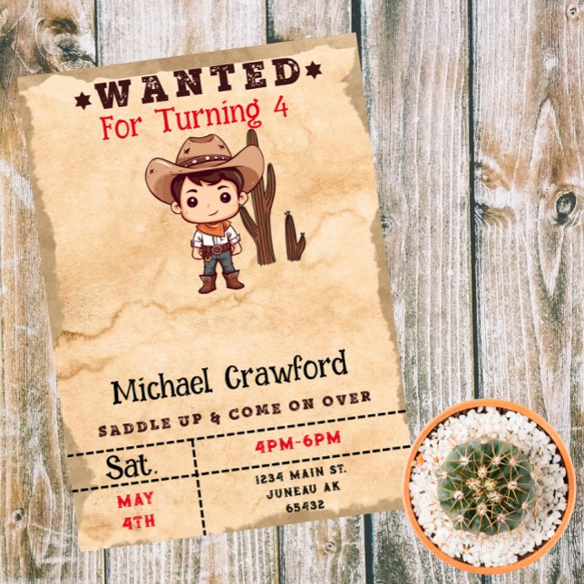 Invitación Cumpleaños buscado chico Country Western (Subido por el creador)