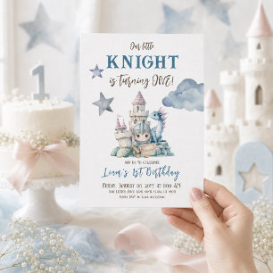 Invitación Cumpleaños Caballero Pequeño Dragón Cuento de Hada
