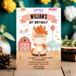 Invitación cumpleaños caballo lindo mi pequeño pony primero 1