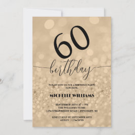 Invitación Cumpleaños Caligrafía Brillo Oro Plata