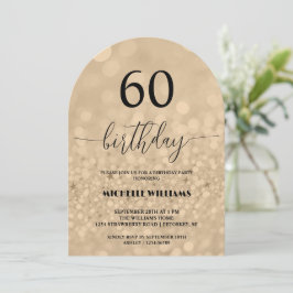 Invitación Cumpleaños Caligrafía Brillo Plata Oro