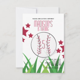 Invitación Cumpleaños Campo de Béisbol Estrellas  Cumpleaños 