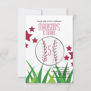Invitación Cumpleaños Campo de Béisbol Estrellas  Cumpleaños 