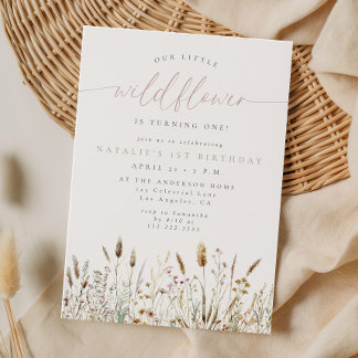 Invitación Cumpleaños Campo de Flores Silvestres Boho Rústico