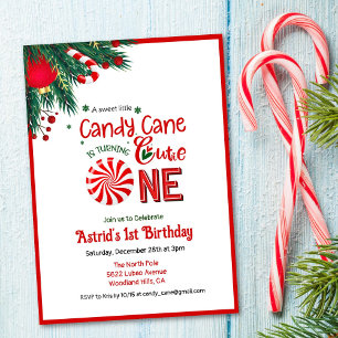 Invitación Cumpleaños Candy Cane Cutie Primero