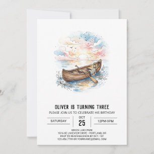 Invitación Cumpleaños Canoa Atardecer