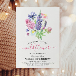 Invitación Cumpleaños caprichoso acuarela Wildflower 1