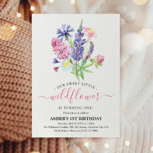 Invitación Cumpleaños caprichoso acuarela Wildflower 1