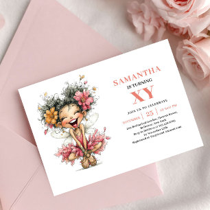 Invitación Cumpleaños caprichoso de la niña hada Rosa pálido