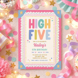 Invitación Cumpleaños caprichoso de niña de 5 años con High F