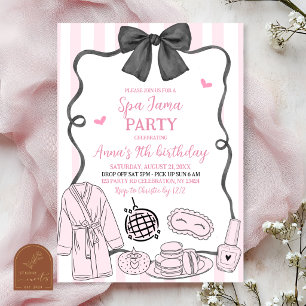 Invitación Cumpleaños caprichoso de Spa-Jama rosa dibujado a 