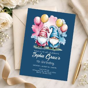 Invitación Cumpleaños caprichoso del primer año del gnomo ros
