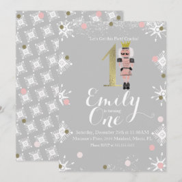 Invitación Cumpleaños Cascanueces de Hojalata Copos de Nieve 