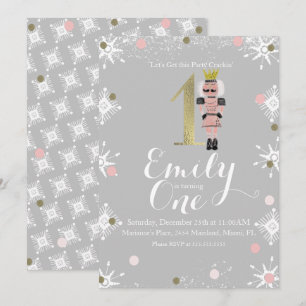 Invitación Cumpleaños Cascanueces de Hojalata Copos de Nieve