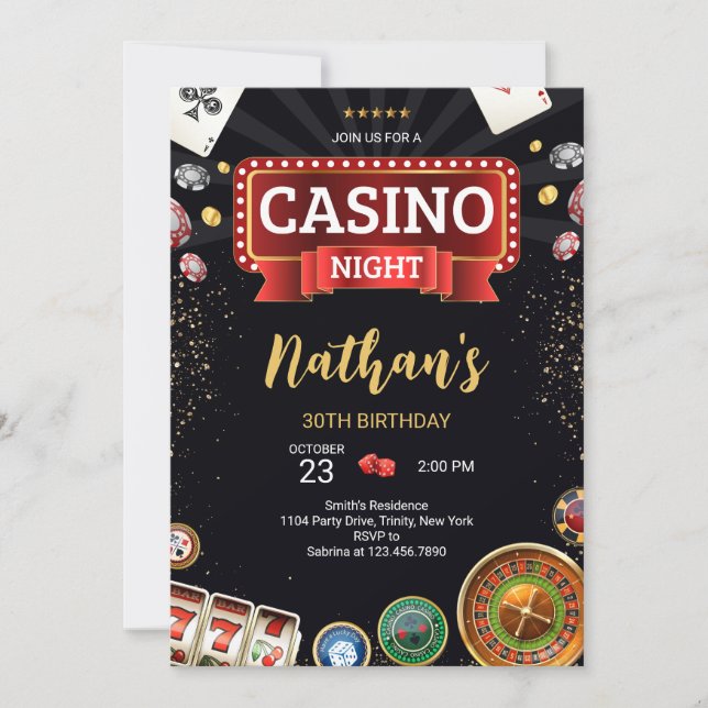 Invitación Cumpleaños Casino (Anverso)
