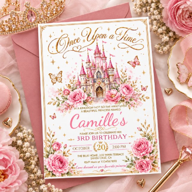 Invitación Cumpleaños Castillo de Princesa Cuento de Hadas Ro (Subido por el creador)