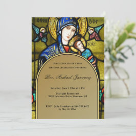 Invitación Cumpleaños Católico Vidrio Reloj Religioso 