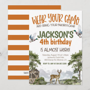 Invitación Cumpleaños Cazador de Ciervos Camuflaje
