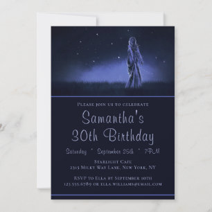 Invitación Cumpleaños Celestial de 30 años Mujer Bajo las Est