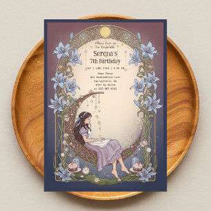 Invitación Cumpleaños Celestial Luna de Alicia en el País de 