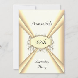 Invitación Cumpleaños Cena Fiesta oro blanco y amarillo