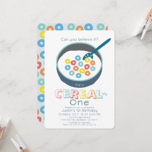 Invitación Cumpleaños Cerealescamente Uno Niño Cereales 1er C