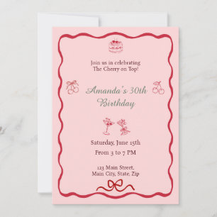 Invitación Cumpleaños Cereza en la Cima