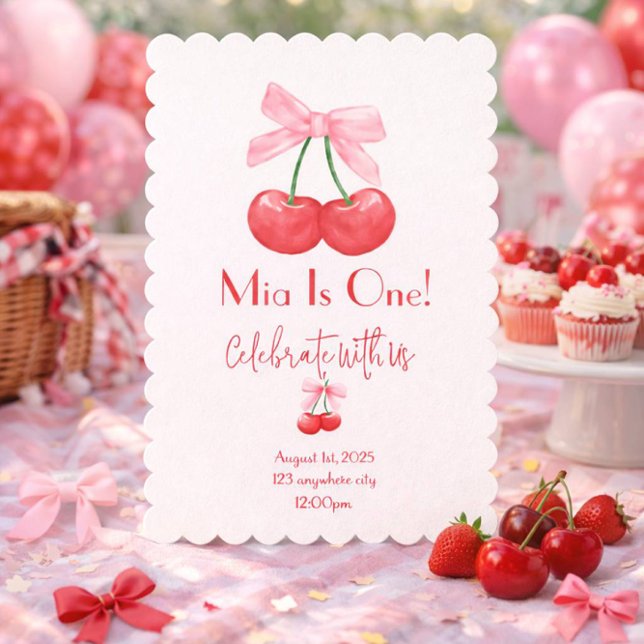 INVITACIÓN CUMPLEAÑOS CEREZA LAZO ROSA (Subido por el creador)