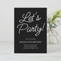 Cumpleaños Chic con Letra Negra Minimalista Modern