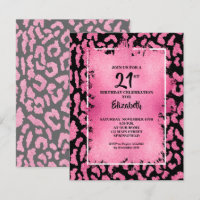 Cumpleaños chic de estampado de leopardo rosa y ne