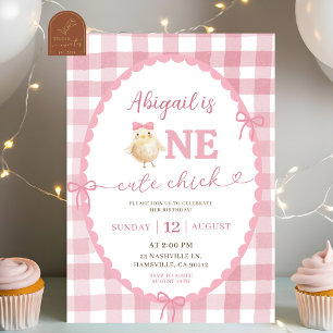 Invitación Cumpleaños Chic Lindo Uno Quirky Rosa