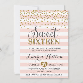 Invitación Cumpleaños Chic Sweet Sixteen Rosa Dorado Fiesta