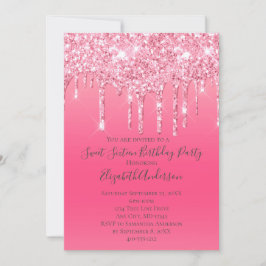 Invitación Cumpleaños chic trendy glamuroso rosa brillante