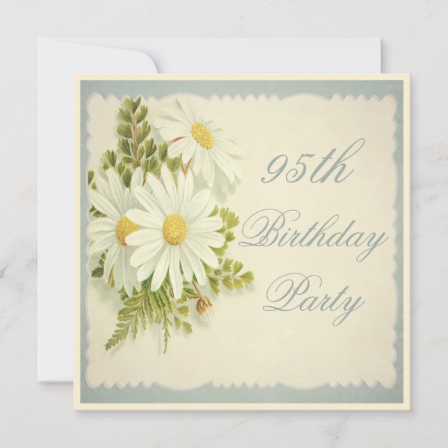 Invitación Cumpleaños Chic Vintage Daisies 95 (Anverso)