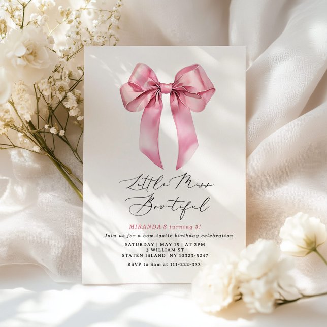 Invitación cumpleaños chica de Miss Bowtiful Pink Coquette Bo (Subido por el creador)