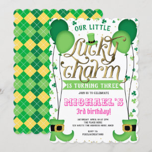Invitación Cumpleaños chica, Día de San Patricio, Encanto Afo