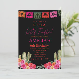 Invitación cumpleaños chica mexicano de Fiesta negra