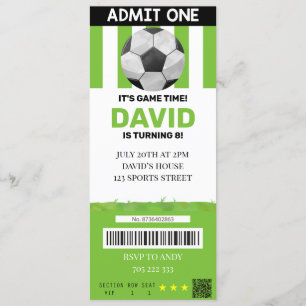 Invitación Cumpleaños Chico Entrada Fútbol Fiesta Deportiva